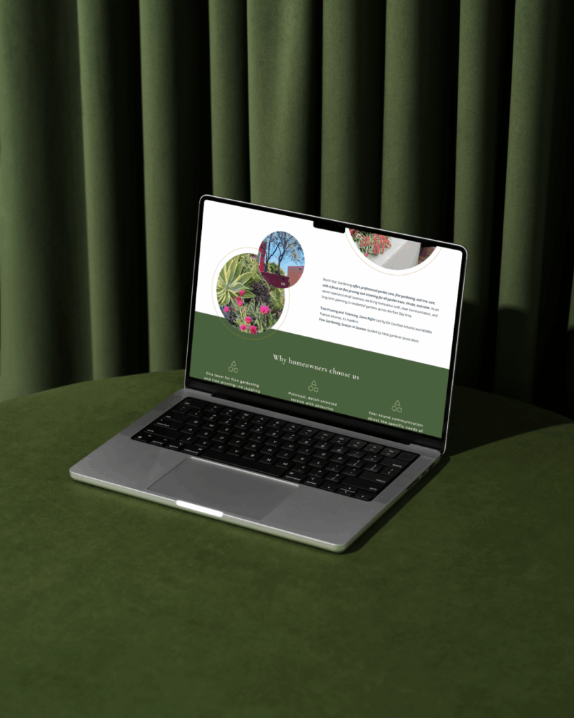 lulabelle and company why choose us gardening website on laptop with abstract background web design ux design